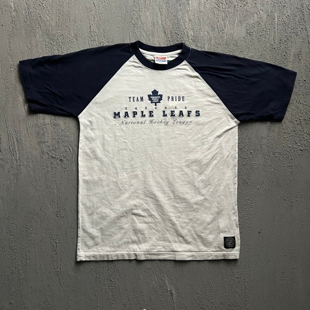 Vintage Toronto Maple Leafs Shirt Large‎ White 1990s Raglan NHL